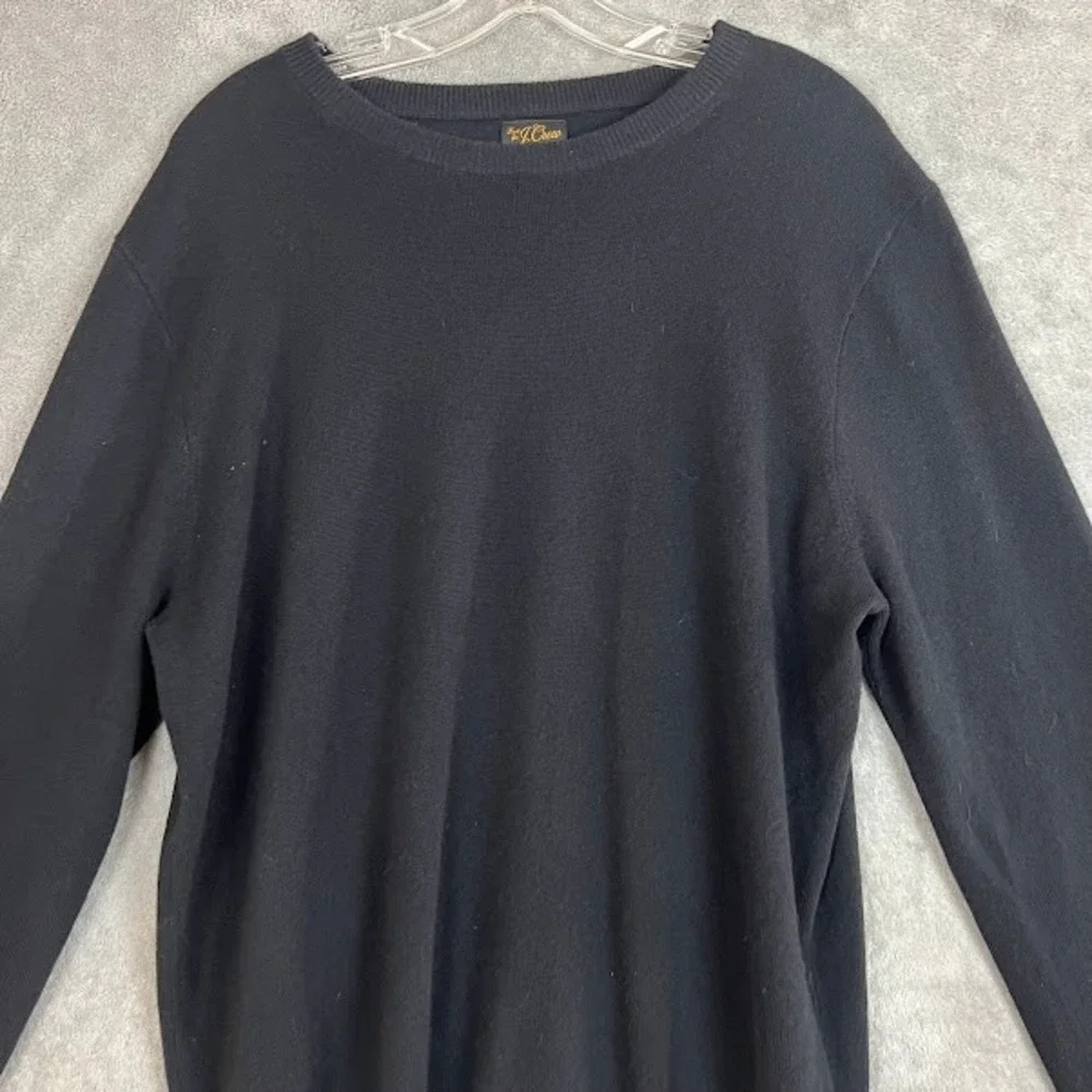 J Crew 100% Cashmere Crewneck Sweater Mens L Black Classic Old Money Heritage